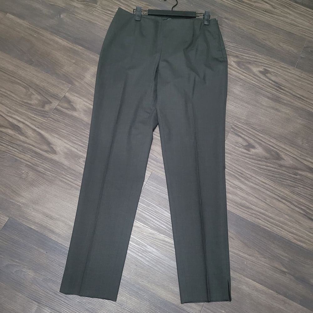 Lafayette 148 Dress Pants Size 6 Greenish Gray Side Zipper Wool Office Work